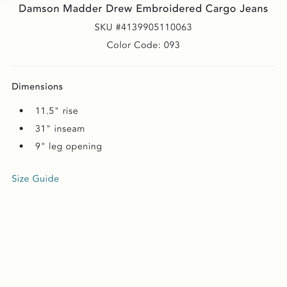 NWOT Anthropologie Damson Madder Drew Embroidered Cargo Jeans - Picture 7 of 11